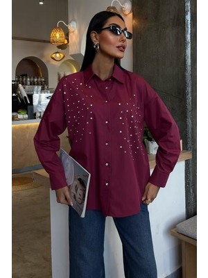 Yaman Market Kristal Taş Çakımlı Poplin Gömlek 3413