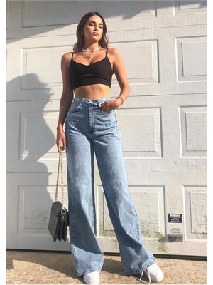 Green LİT Kadın Geniş Paça Palazzo Jeans Greenlit Premium Pantolon