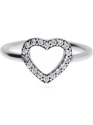 Celikchi Kadın Ortası Boş Kalp Model Gümüş Yüzük