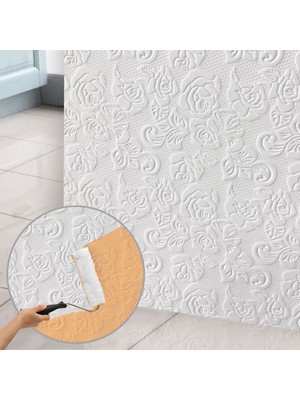 Tink Kendinden Yapışkanlı 3D Duvar Paneli Boyanabilir Dekota 60X60 cm Güllü Desenli (4 Adet)