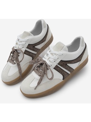 Marjin Kadın Sneaker Retro Forden Kahve Düz Topuklu Spor Ayakkabı Termo Malzeme ile Şık