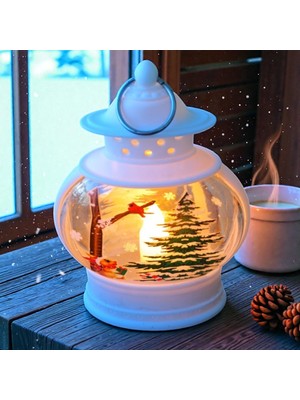 Kuzey Oyuncak Vıp Kalite Oval Beyaz Sincap Yılbaşı Feneri Gün Işığı LED Işıklı Fener Yılbaşı Hediyeleri 14X8X4 cm