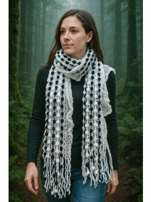 Gönülden Tasarım El Örgüsü Pamuklu Kadın Şal Fular Atkı