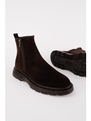 Muggo Chelsey Hakiki Deri Çift Fermuarlı Erkek Kışlık Bot