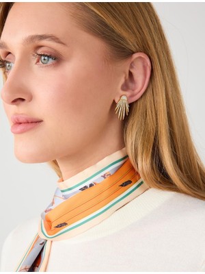 Jimmy Key Gümüş Rengi Işın Figürlü Taşlı Küpe