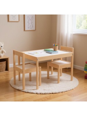 Kukka KWS100 Ahşap Masa & Sandalye Seti Kahverengi Aktivite Masası ile Ergonomik Tasarım