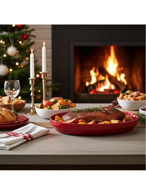 Külsan 21040.R - Olie Oval Kırmızı Servis Tabağı 40x25 cm, Thermoset Melamin