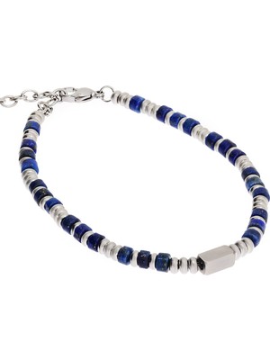 Celikchi Erkek Lacivert Renk Doğal Taş Çelik Detay Bileklik