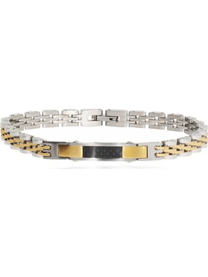 Celikchi Erkek Gold Renk Detay Ince Çelik Bileklik