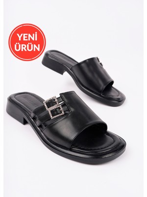 MARSHETTA Stella Model Taş Toka Detaylı Günlük Siyah Kadın Terlik