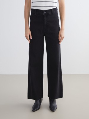 LC Waikiki Modest Siyah Wideleg Kadın Jean Pantolon