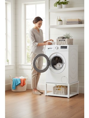 Metal Çamaşır ve Kurutma Makinası Yükseltici Çamaşır Makinası Altı Raf