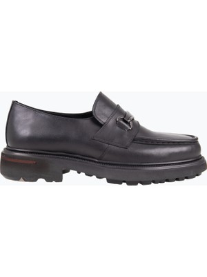 HC MEN CLASSIC Erkek Loafer Ayakkabı Yüksek Eva Taban Hakiki Deri Tokalı Konforlu Siyah