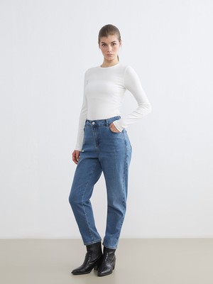 LC Waikiki Modest Indigo Mom Fit Kadın Jean Pantolon