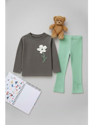 My Kids Wear Kız Çocuk Uzun Kollu Üst + Tayt – Okul & Kreş Rahat Takım 3-7 Yaş 12360