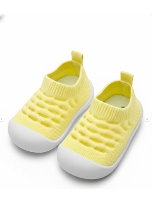 MARSHETTA Baby Ortopedik Yumuşak Kaymaz Tabanlı Nefes Alabilir Örgü Kumaş Sarı Bebek Ilk Adım Ayakkabısı