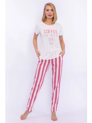 Arnetta Coffee In Bed Krem Slim Fit Kadın Pijama Takımı