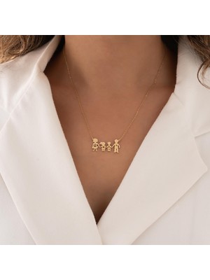 Hakan Mücevherat Aile Figürlü 14 Ayar Altın Kolye