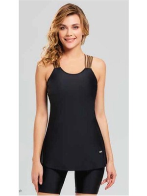 Adasea Kadın Sırt Detaylı Şortlu Yüzücü Mayo 3082 Siyah