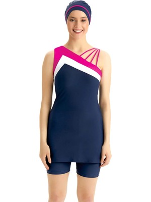 Adasea Yarı Kapalı Şortlu Mayo Kolsuz 3059 Koyu Lacivert