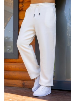 Franco Renzo Erkek 3 Iplik Baggy Şardonlu Eşofman Altı - Beyaz