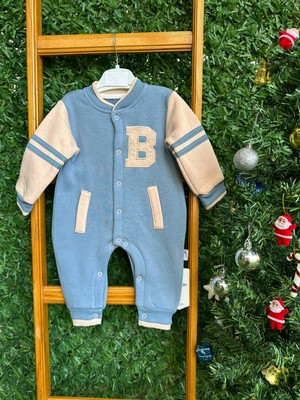 bebexy B Harfli Çıtçıtlı Tulum Mavi