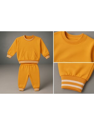 Kr Kids Butik Kr Kids Turuncu Çocuk Eşofman Takımı | Kanguru Cepli | Ribanalı Alt-Üst Takım | %100 Pamuk – Unise