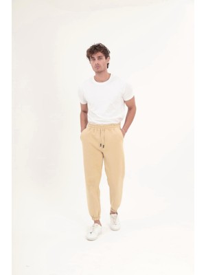 3 Iplik Şardonlu Eşofman Altı Içi Pamuklu - Bej