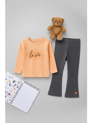 My Kids Wear Kız Çocuk Uzun Kollu Üst + Tayt – Okul & Kreş Rahat Takım 3-7 Yaş 12357