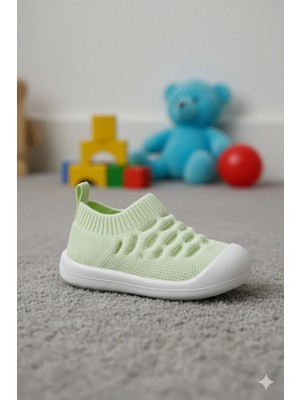 MARSHETTA Baby Ortopedik Yumuşak Kaymaz Tabanlı Nefes Alabilir Örgü Kumaş Yeşil Bebek Ilk Adım Ayakkabısı