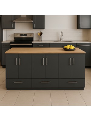 T Designo Sedi Mutfak Çekmeceli Alt Modül 180 cm Antrasit- Tezgah Dahil-Çok Amaçlı Dolap-Kahve Köşesi-Mat