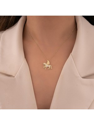 Hakan Mücevherat Taşlı Unicorn 14 Ayar Altın Kolye