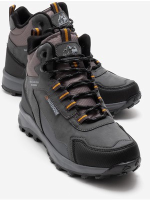 Ccway Erkek Kancalı Trekking Ayakkabı ; Füme Siyah Sarı