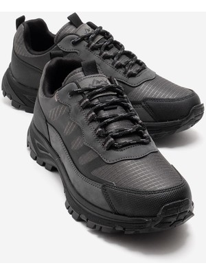 Ccway Erkek Yan Desenli Trekking Ayakkabı ; Siyah Füme