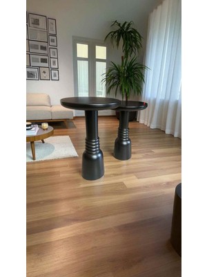 Doğal El Yapımı Ahşap 2’li Mantar Sehpa Takımı Modern Tasarım