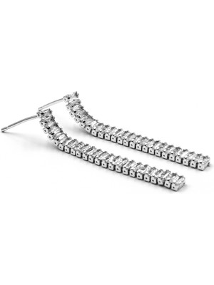 Sose Moda Baget Taş Sallantılı Gümüş Küpe - Işıltılı Zarif Tasarım