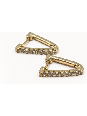 Sose Moda Zarif Üçgen Model Gerçek Zirkon Taşlı Xuping Küpe - Gold