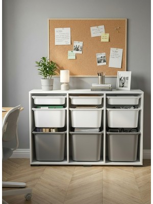 Pratico Bofi Ultra 3+3+3 Gri Beyaz Sepetli Çok Amaçlı Ofis Dolabı
