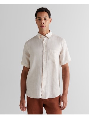 Gant Erkek Bej Regular Fit Klasik Yaka Keten Gömlek 3250077.277