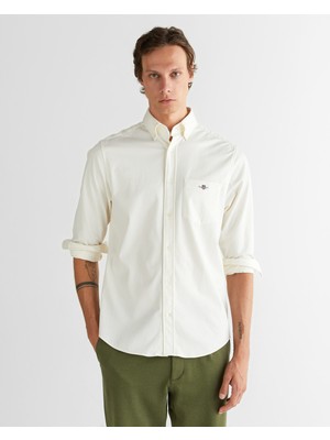 Gant Erkek Krem Regular Fit Düğmeli Yaka Gömlek 3825117T.113