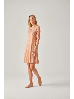 Pamuk & Pamuk Somon Dantelli Viskon Kadın Gecelik