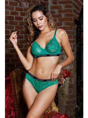 Marsilyan Gaudi Brazilian Slip, Kadın Dantel Brezilyan Yeşil Külot