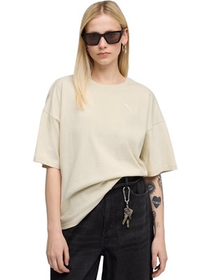 Puma Her Oversized Kadın Bej Günlük Stil T-Shirt 68814887