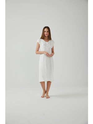 Pamuk & Pamuk Beyaz Papatya Kadın Gecelik