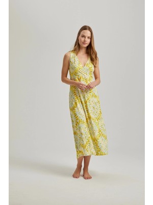 Pamuk & Pamuk Sarı Güneş Desen Uzun Gecelik