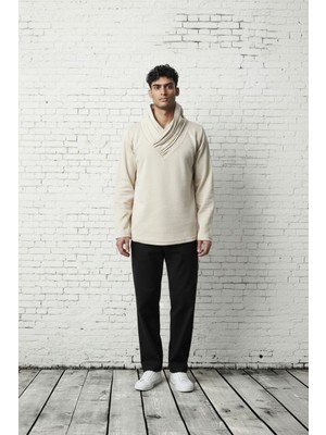 Şal Yaka Erkek Casual Sweatshırt
