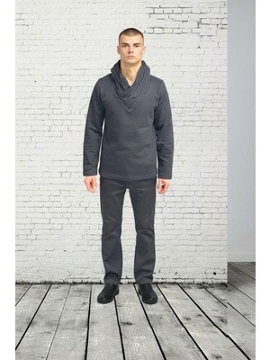 Şal Yaka Erkek Casual Sweatshırt