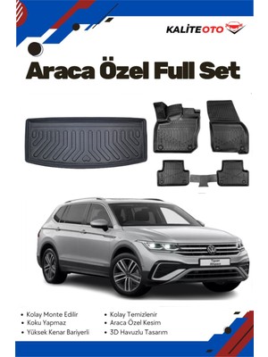 Ko Kaliteoto Volkswagen Tiguan All Space 7 Koltuk 2017 Model Yumuşak Paspas+Bagaj Havuzu Setii Prox