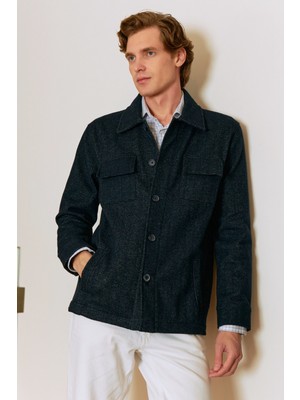 Çizgi Triko Erkek Kışlık Kumaş Hırka Noktalı Desenli Klasik Kalıp - 5233G