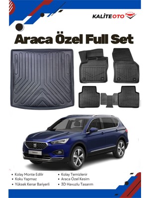 Ko Kaliteoto Seat Tarraco 5 Koltuk 2019 Model Yumuşak Paspas+Bagaj Havuzu Setii Prox